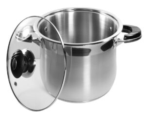 10 qt stock pot 18/10 stainless steel super double capsulated bottom w/glass lid