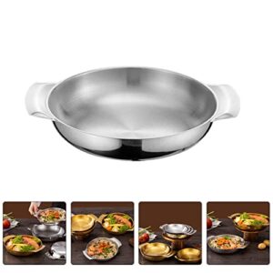 BESTonZON Fry Steel Bowls of 4 Paella Pan 16cm Stainless Steel Paella Pan Paella Dish Pan Seafood Pan Flat Bottom Stainless