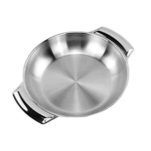 BESTonZON Fry Steel Bowls of 4 Paella Pan 16cm Stainless Steel Paella Pan Paella Dish Pan Seafood Pan Flat Bottom Stainless