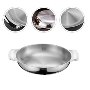 BESTonZON Fry Steel Bowls of 4 Paella Pan 16cm Stainless Steel Paella Pan Paella Dish Pan Seafood Pan Flat Bottom Stainless