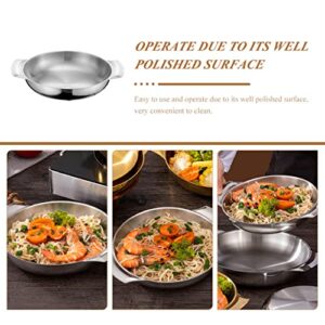 BESTonZON Fry Steel Bowls of 4 Paella Pan 16cm Stainless Steel Paella Pan Paella Dish Pan Seafood Pan Flat Bottom Stainless