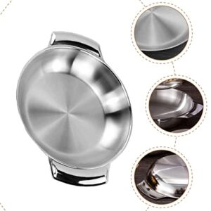 BESTonZON Fry Steel Bowls of 4 Paella Pan 16cm Stainless Steel Paella Pan Paella Dish Pan Seafood Pan Flat Bottom Stainless