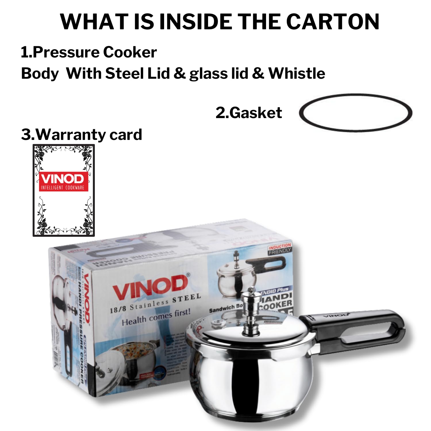 Vinod V-3.5L Splendid Plus Handi Stainless Steel Pressure Cooker, 3.5-Liter