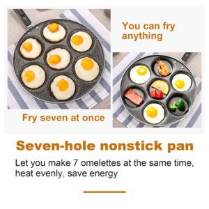 Egg Frying Pan - 7 Hole Non Stick Omelette Pan,Easy Clean Multi Egg Cooking Pan Aluminum Egg Pan Skillet for Breakfast Sandwiches Meat Pan,Compatible with Gas Stove & Electric Ceramic Stove,11.8''