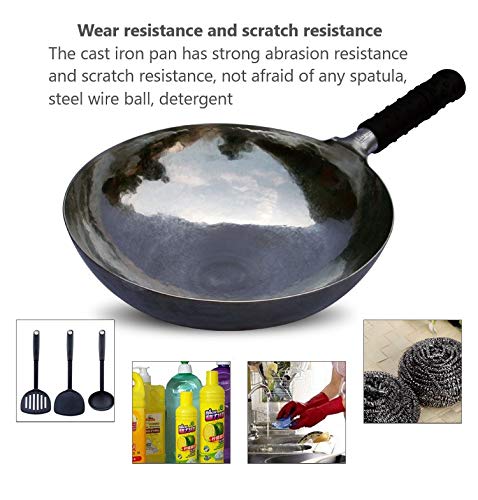 Bingmao Chinese Traditional Hand Hammered Iron Wok,2-handle Style,Non-stick,No Coating,Less Oil,Flat Bottom Induction Stoves Suitable (36CM/14 inch Diameter)