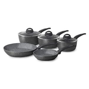 tower cerastone forged aluminium pan set with easy clean non-stick ceramic coating, 5 piece, graphite