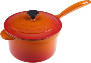 le creuset enameled cast-iron 2-3/4-quart iron handle precision pour saucepan, flame