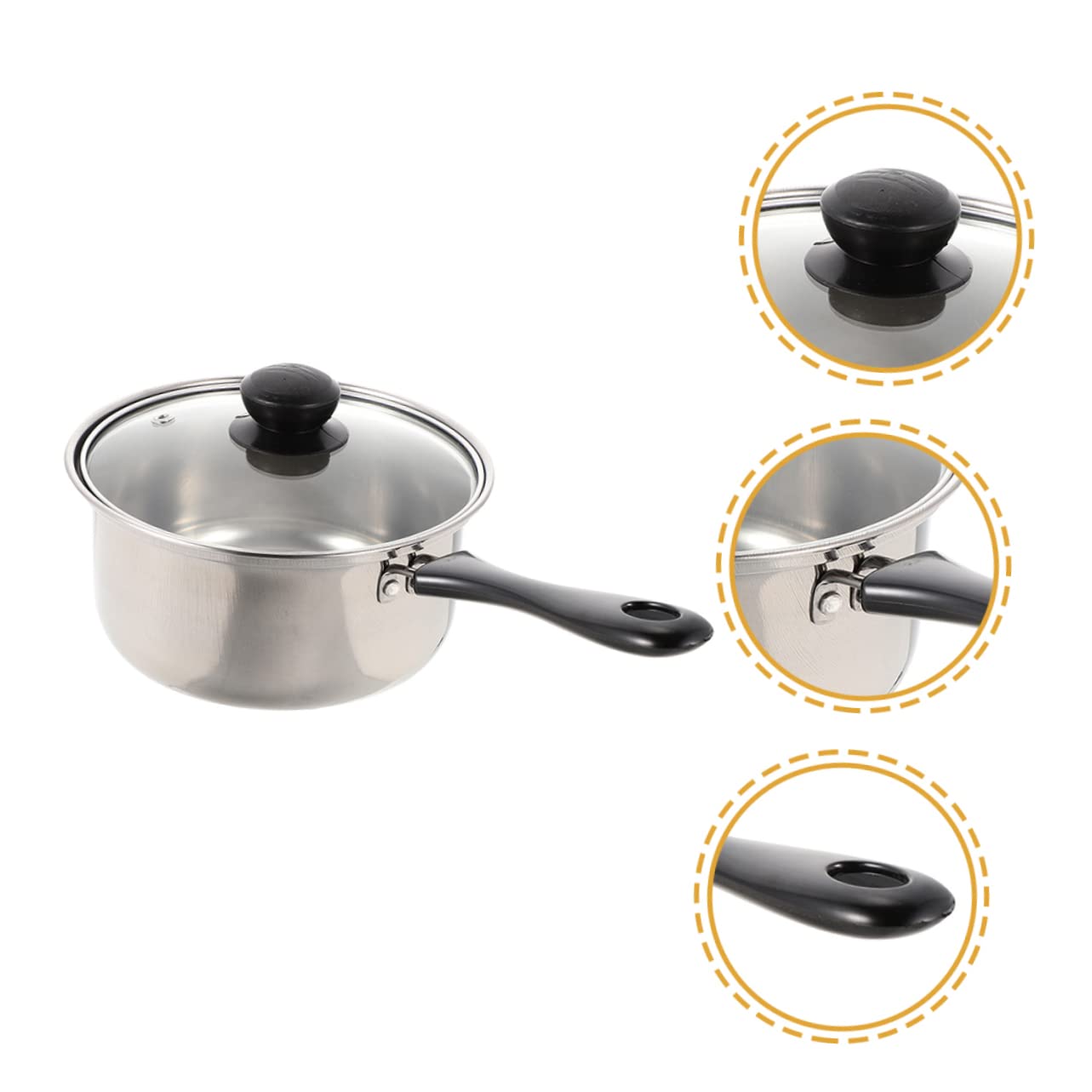 Yardwe Single Handle Small Milk Pot Stainless Steel Milk Pot Saucepan Pot Butter Melting Pot Small Sauce Pan Sauce Pan Stainless Steel Induction Cooker Complementary Food Abs Baby