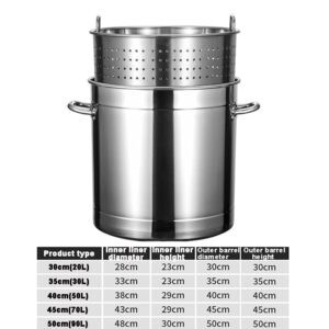 Stock Pot Stainless Steel 27Qt/4Qt5/63Qt Steamer with Lid and Basket Oil Deep Fry Pan Bucket Large Crawfish Clam Stockpot for Tamales, Chili, Soups Boils,35cm/13.8inch