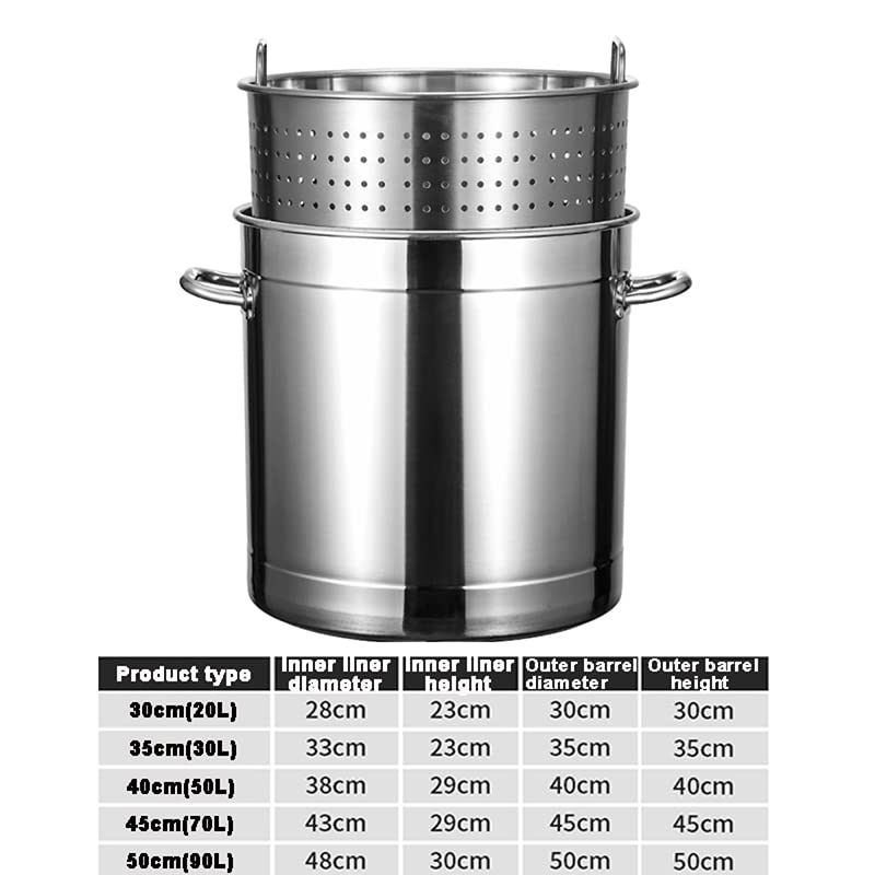 Stock Pot Stainless Steel 27Qt/4Qt5/63Qt Steamer with Lid and Basket Oil Deep Fry Pan Bucket Large Crawfish Clam Stockpot for Tamales, Chili, Soups Boils,35cm/13.8inch