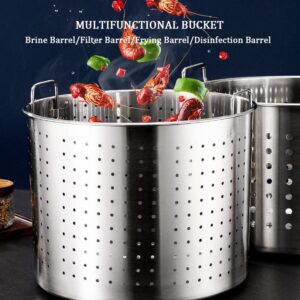 Stock Pot Stainless Steel 27Qt/4Qt5/63Qt Steamer with Lid and Basket Oil Deep Fry Pan Bucket Large Crawfish Clam Stockpot for Tamales, Chili, Soups Boils,35cm/13.8inch