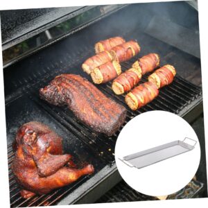 PLAFOPE 1pc Grill Tray Barbecue Grill Wok Rectangular Griddle Fish Grill Pan Nonstick Griddle Grill Pan Stovetop Grill Pan Barbecue Grill Plate Stainless Steel Drumstick