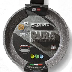 FLONAL Dura Induction Frying Pan Stone Effect Aluminum, 11.08-inches, Clear