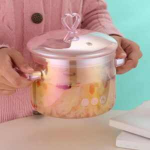 Cabilock Pan with Lid Nonstick Small Pot Korean Foods Baking Dish with Lid Large Pan with Lid Fruit Bowl Butter Melting Pot Butter Warmer Old Fashioned Pink Baby Jumpsuit Glass