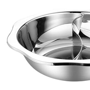 Stainless Steel Split Hot Pot, Dual Flavor, Mandarin Pot with Divider, Shabu Hot Pot for Party Kitchen, Stovetop, 32cm