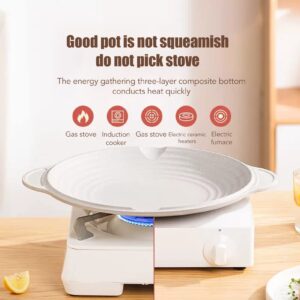 plplaaoo Korean BBQ Grill Pan,Non-stick Grill Circular BBQ Grill Pan,Griddle Pan,White 12.6 In Grill Plate for Induction Cooker,Kitchen Gadgets, for Home, Camping and Outdoor Griddle