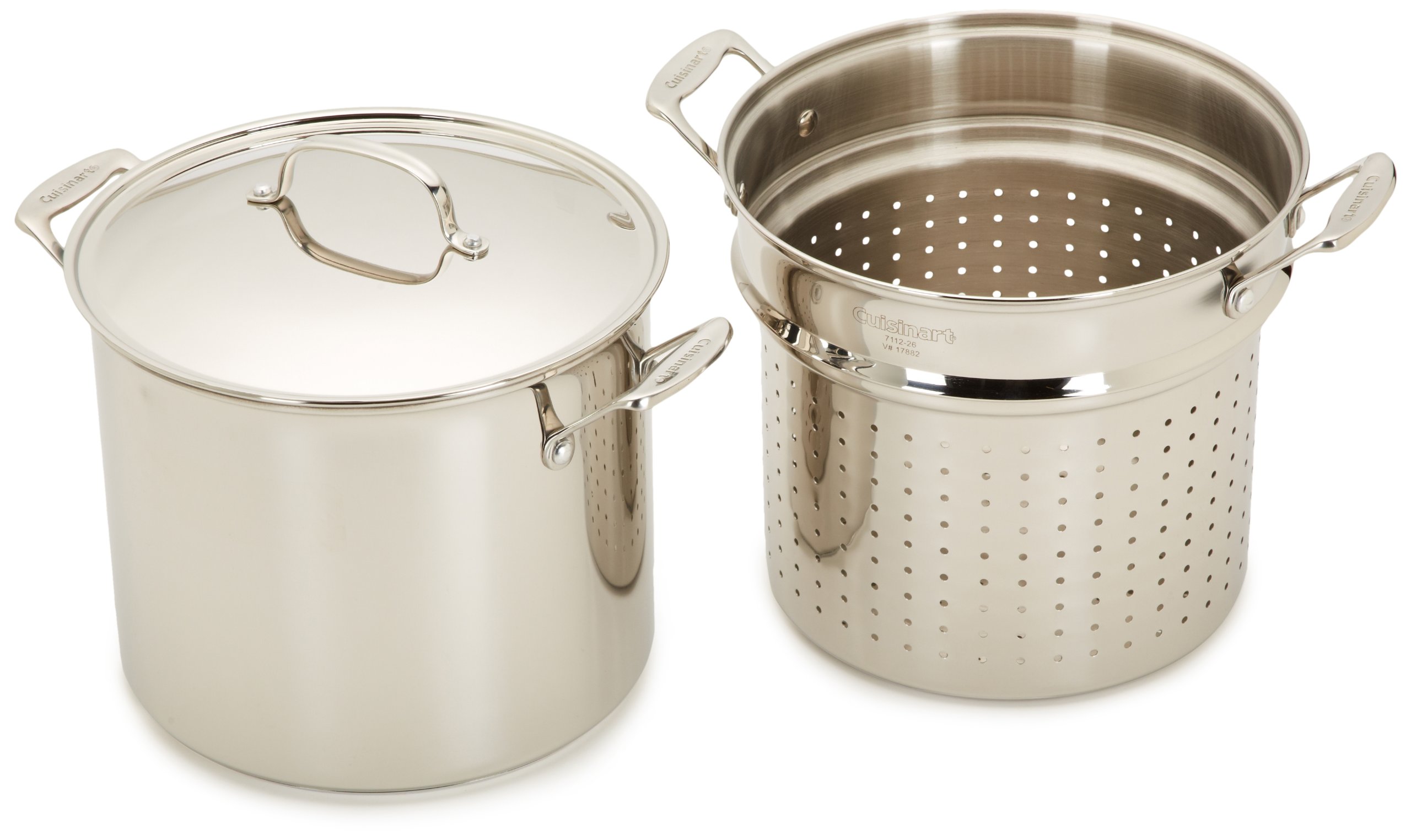 Cuisinart 77-412P1 Piece 12-Quart Chef's-Classic-Stainless-Cookware-Collection, Pasta/Steamer Set (4-Pc.) & 7117-16UR Chef's Classic 16-Inch Rectangular Roaster with Rack, Stainless Steel