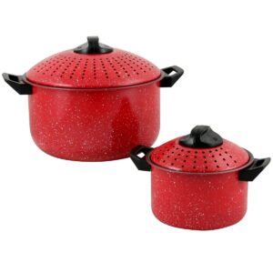 gibson 109461.04 casselman nonstick pasta pot set in red with bakelite handle & knob - 4 piece