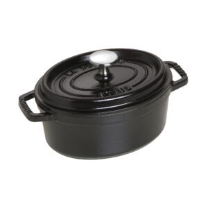 staub cast iron 1-qt oval cocotte - matte black, made in france