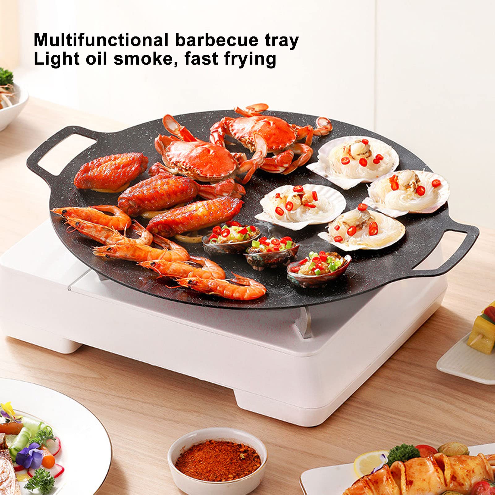 Korean Bbq Grill,Korean Bbq Grill Pan,Grill Pan,Korean BBQ Plate Barbecue Grill Non Stick Circular Frying Pan for Home Outdoor Stove (30cm gas model)