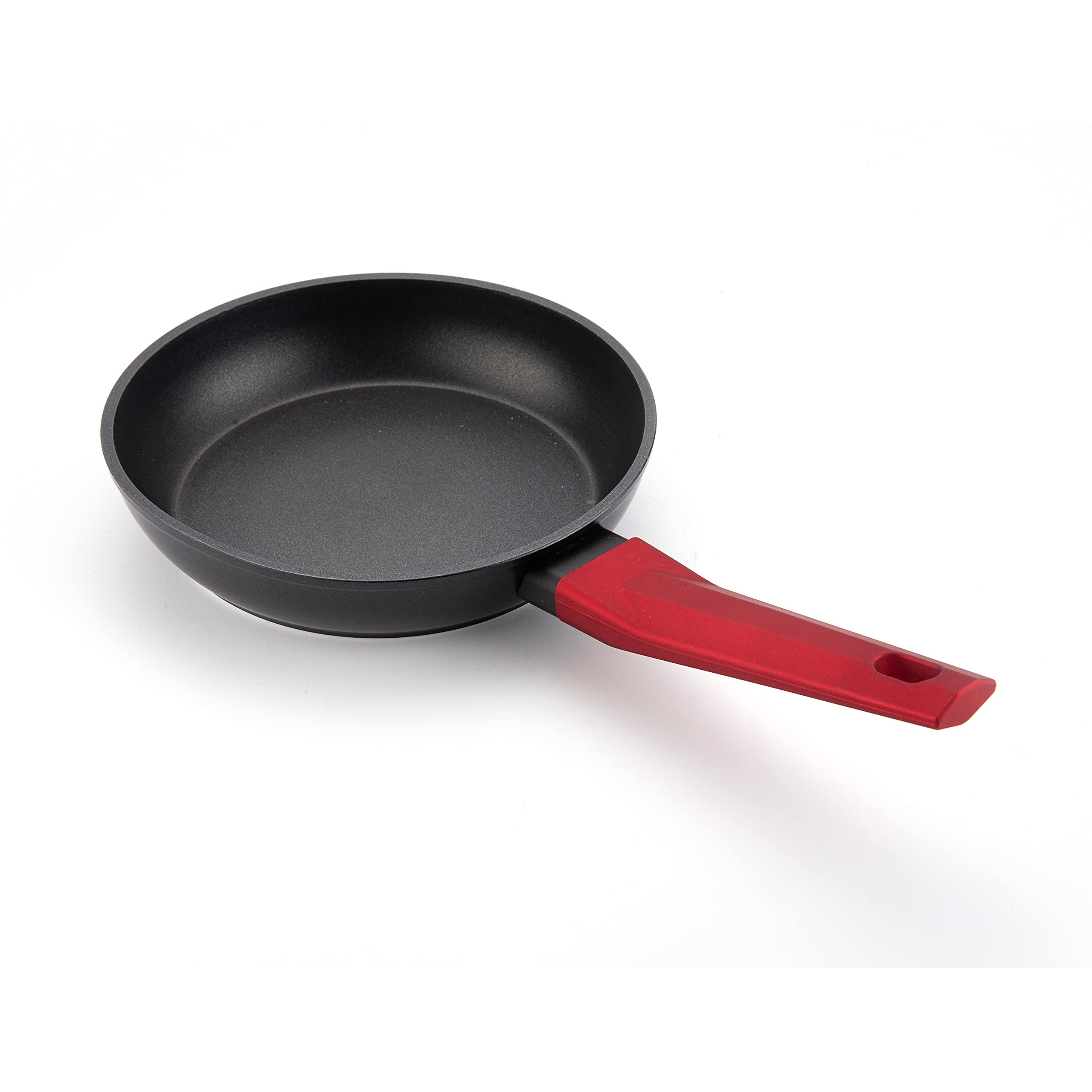 Hamilton Beach Aramco Skillet Frying Pan,12-Inch, Nonstick PFOA-Free Coating, High Performance Forged Aluminum, Induction Compatible, Stay-Cool Bakelite Handle, Large Size, Black with Red Handle