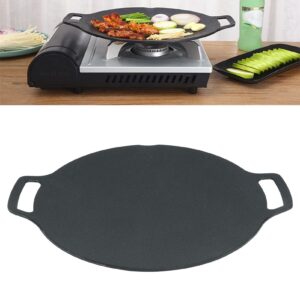 SPYMINNPOO Non Stick Grill Pan, Korean BBQ Grill Pan with Double Handle 6 Layer Coating Multifunctional Round Griddle for Gas Cooker (33cm/13.0in)