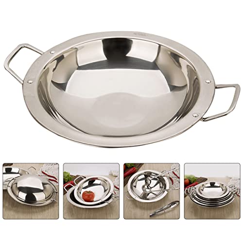 UPKOCH Handles Steel Ramen Handle Pans and Seafood Safe Flying Korean Use Paella Kitchen with Everyday for Double Stainless Stock Household Pot Grill Accessories Outdoor Hot Classic