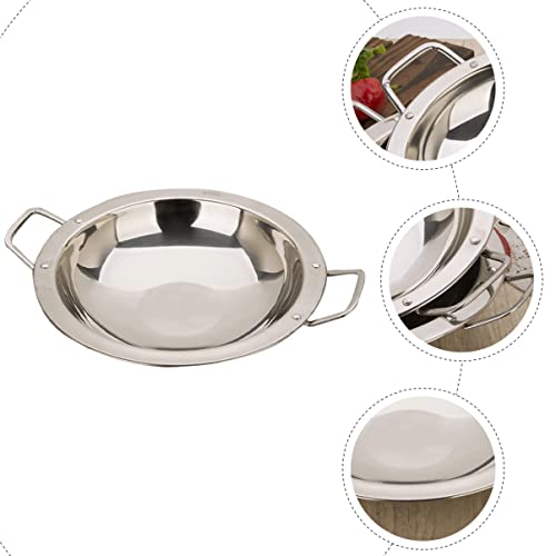 UPKOCH Handles Steel Ramen Handle Pans and Seafood Safe Flying Korean Use Paella Kitchen with Everyday for Double Stainless Stock Household Pot Grill Accessories Outdoor Hot Classic