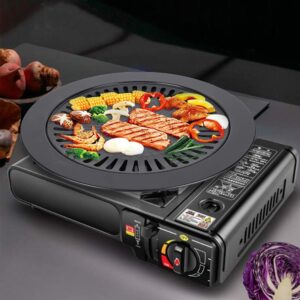 Korean Traditional BBQ Grill Pan, Black Nonstick Grill Pan, Smokeless Round Grill Pan Household Barbecue Pan Indoor Iron Barbecue Pan BBQ Roasting Tray Kitchen Utensils