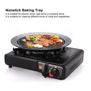 Korean Traditional BBQ Grill Pan, Black Nonstick Grill Pan, Smokeless Round Grill Pan Household Barbecue Pan Indoor Iron Barbecue Pan BBQ Roasting Tray Kitchen Utensils