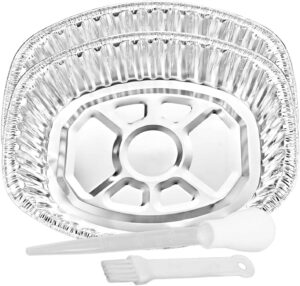 nicole fantini extra large heavyduty disposable durable turkey roaster aluminum pans, oval shape for chicken, meat, brisket, roasting, baking, recyclable along with one free 3pcs basting set: 2 pans