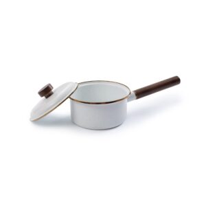 barebones enamel saucepan/steelpan - steel cooking pot for in the kitchen and camping, durable suace pan with lid