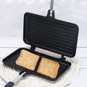 Hemoton Sandwich Baking Pan Aluminum Non Stick Omelette Pan Double Sided Frying Pan Sandwich Maker Pan Snack Griddle Pan for Breakfast Kitchen