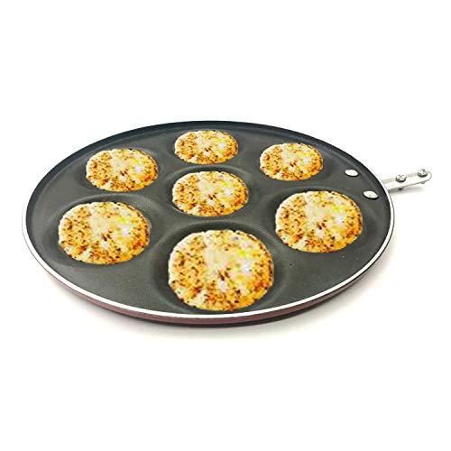 Pancake Maker Nonstick Mini Uttapam Maker Mini Pancake and Blini Pan Mini Uttapam tawa Silver Dollar Pan Nonstick Pan Cake Griddle crepe Tawa 7 Cavity (275mm)