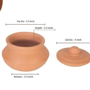 Village Decor Indian Clay Yogurt Pot Pack of 2 - (32 Oz)