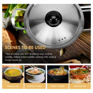 1 Set Stainless Steel Instant Noodle Pot Small Pots for Plants Chinese Aluminum Hot Pot Korean Ramen Noodle Pot Saucepan with Lid Stainless Steel Noodle Pot Non Stick Iron Soup Pot