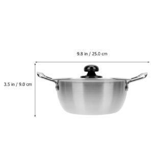 1 Set Stainless Steel Instant Noodle Pot Small Pots for Plants Chinese Aluminum Hot Pot Korean Ramen Noodle Pot Saucepan with Lid Stainless Steel Noodle Pot Non Stick Iron Soup Pot