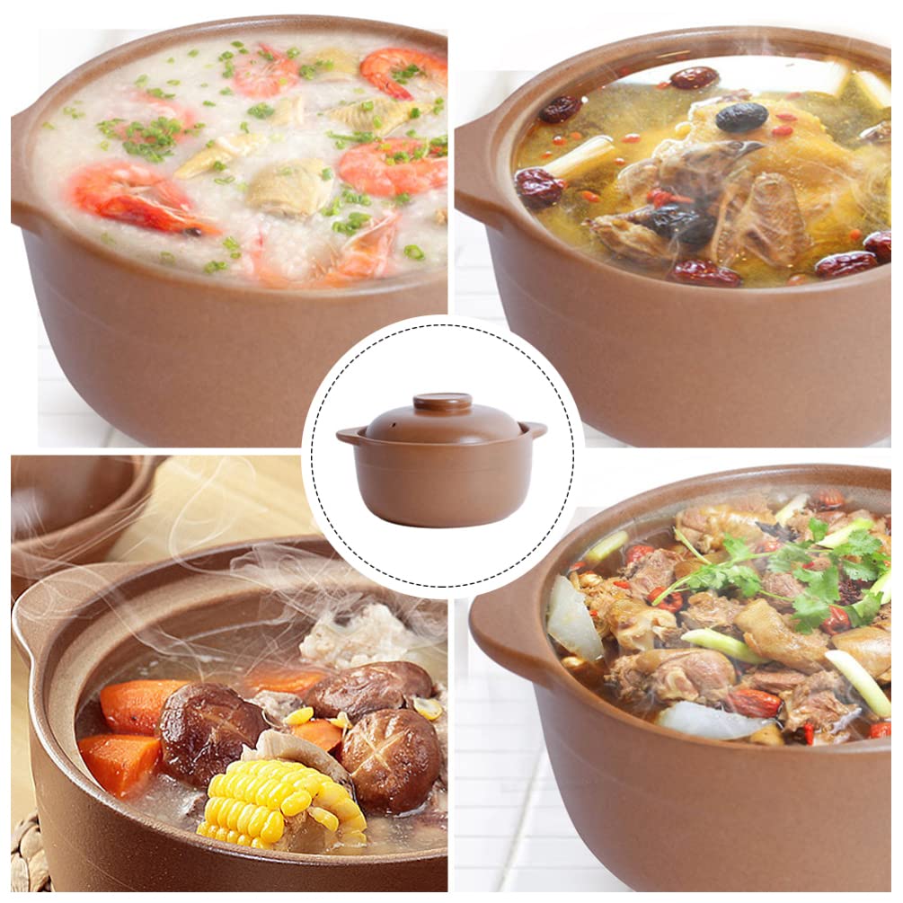 Angoily Ceramic Stew Pot Japanese Clay Pot Hot Pot Clay Pots Earthenware Clay Pot Retro Japanese Style Clay Casserole Household 1. 2L