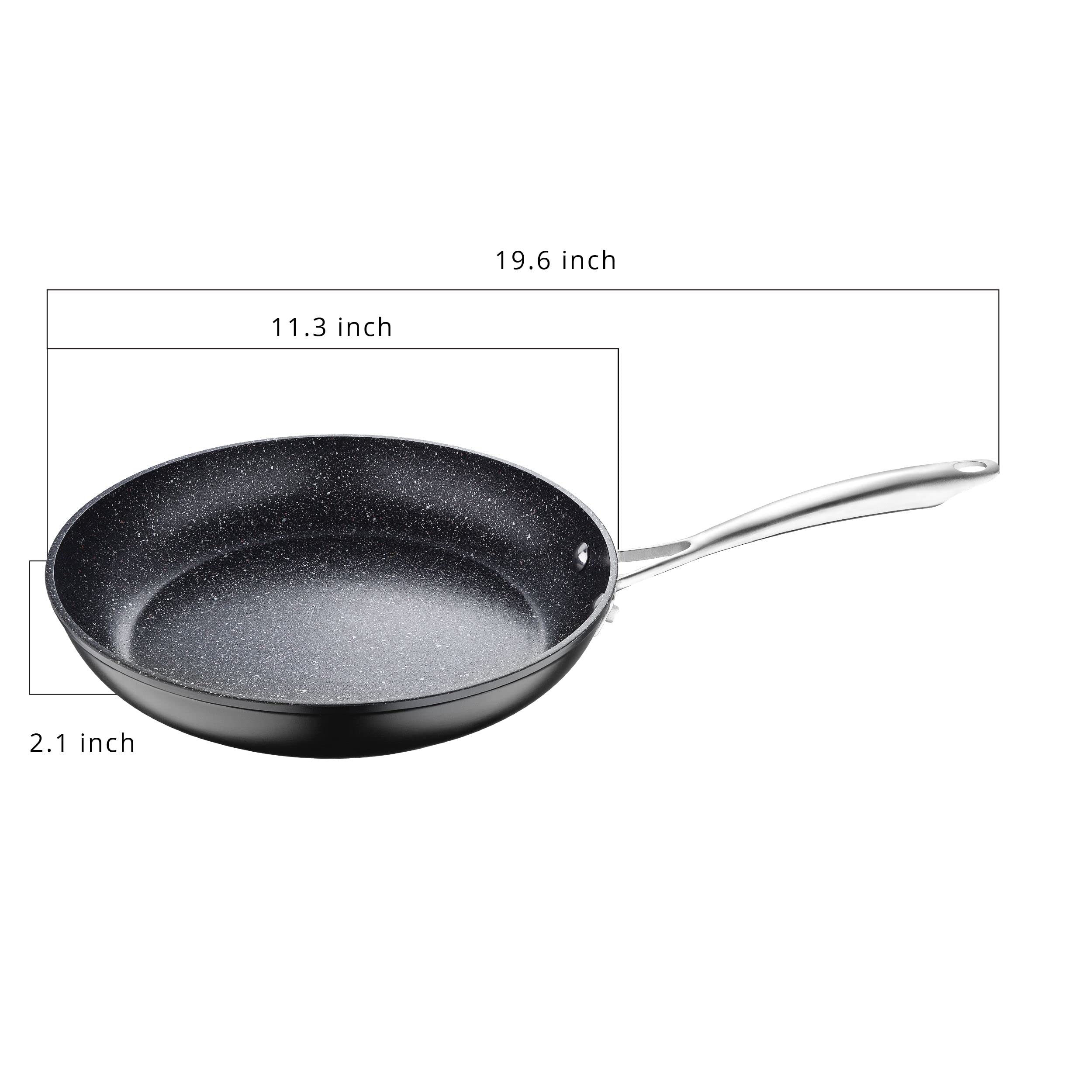 MasterPRO - Vital Forged Aluminum 11” Fry pan - Durable Quick Heating Pan with Stainless Steel Handles - Durable Cookware for All Stove Types - Dishwasher Safe