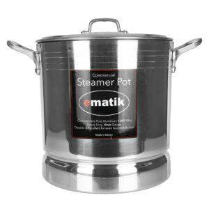 Steamer Pot 22QT Vaporera Tamales Tamalera 4mm Gauge 1200 Alloy Pure Aluminum Commercial Extra-thick Reinforced Rim and Bottom Tamale Commercial Restaurant Pot