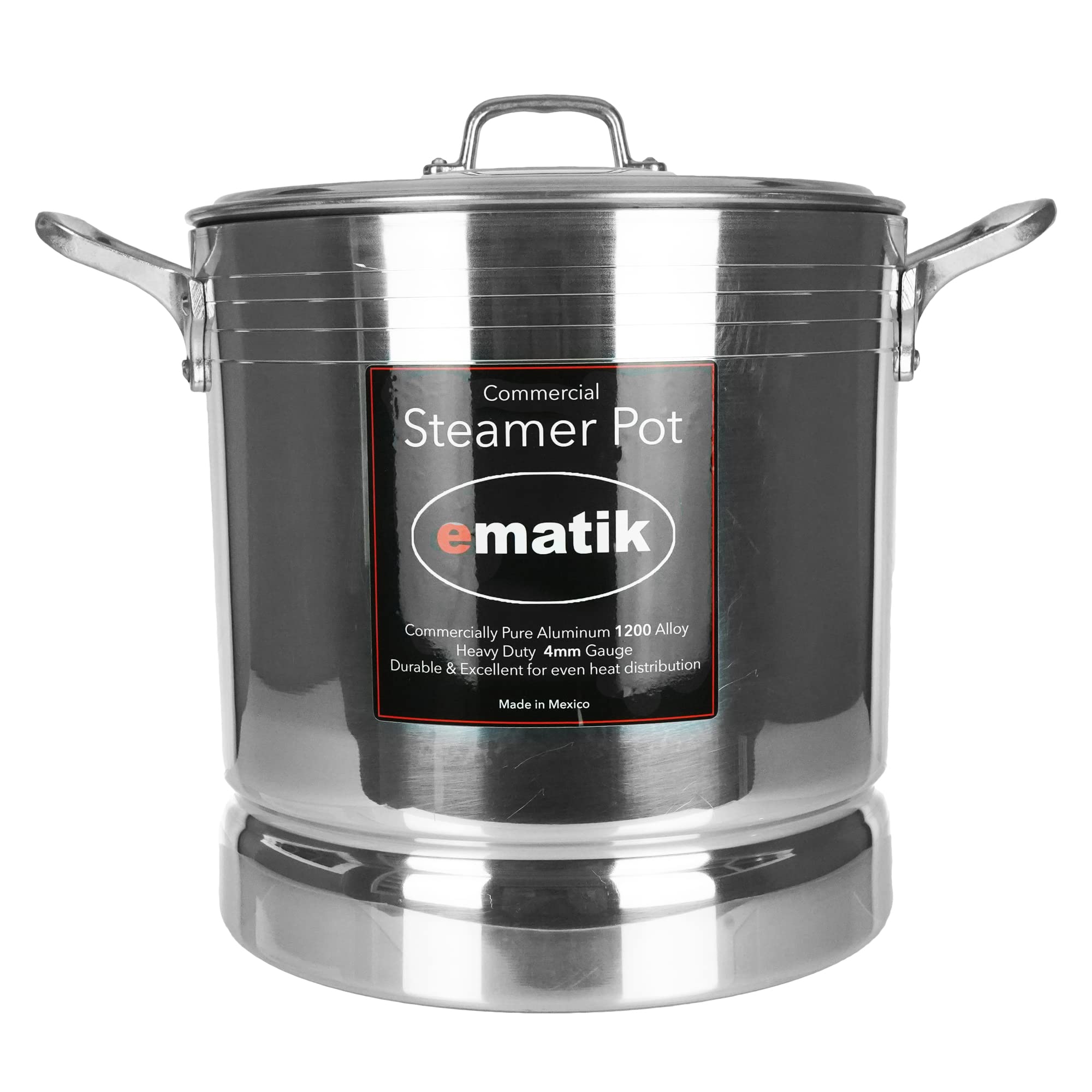 Steamer Pot 22QT Vaporera Tamales Tamalera 4mm Gauge 1200 Alloy Pure Aluminum Commercial Extra-thick Reinforced Rim and Bottom Tamale Commercial Restaurant Pot