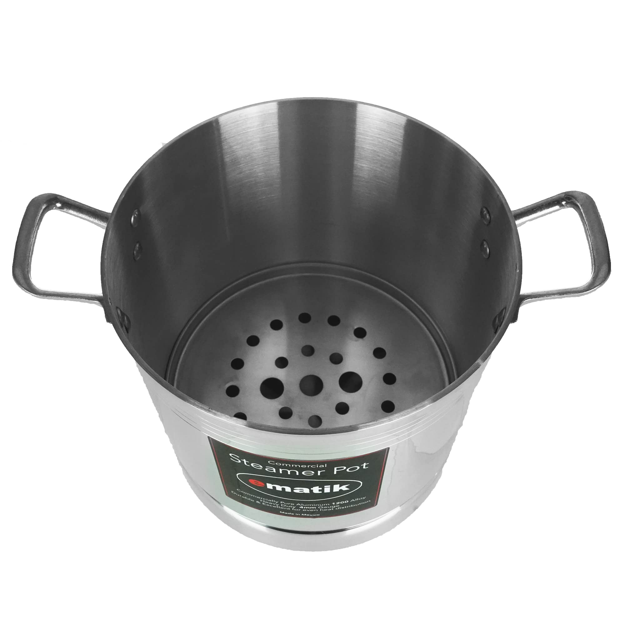 Steamer Pot 22QT Vaporera Tamales Tamalera 4mm Gauge 1200 Alloy Pure Aluminum Commercial Extra-thick Reinforced Rim and Bottom Tamale Commercial Restaurant Pot