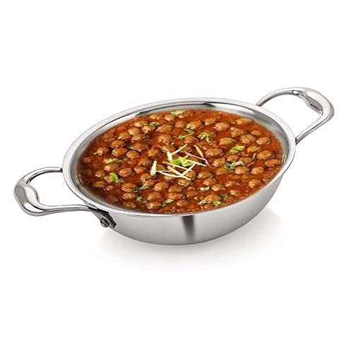 SRIYUG Tripple with Stainless Steel Deep Kadhai Cookware Triply Stainless Steel Wok Pan With Glass Lid