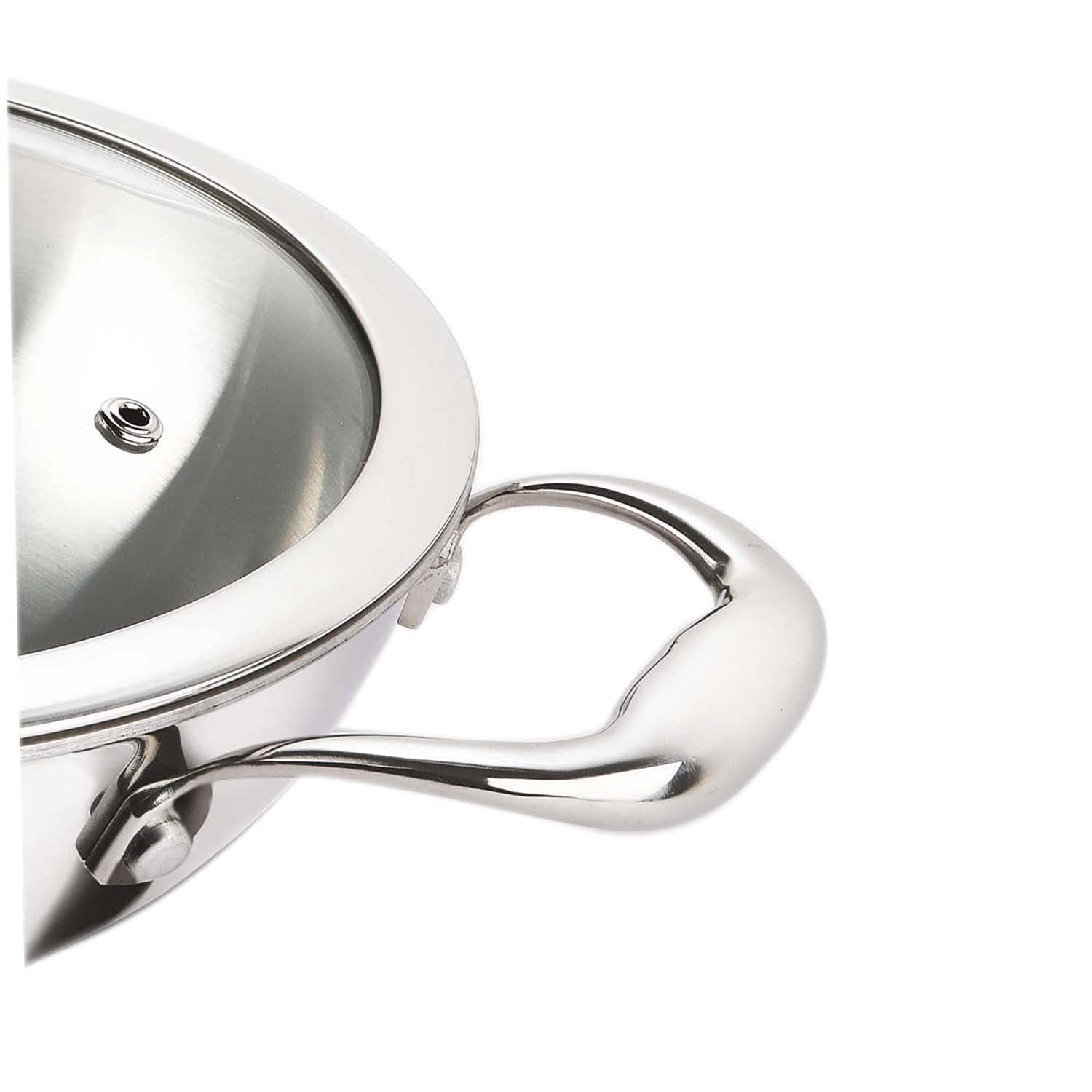 SRIYUG Tripple with Stainless Steel Deep Kadhai Cookware Triply Stainless Steel Wok Pan With Glass Lid