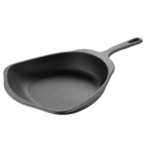 masterpro pre-seasoned cast iron skillet - unique cooking, saute and frying pan for indoor and outdoor use – bbq grill, fire, oven safe camping cookware, 11” griddle, black