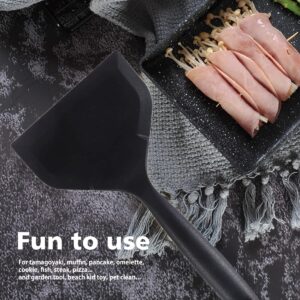 LISOS Tamagoyaki Pan Square Japanese Omelette Pan,Non-stick Egg Roll Pan,Rectangle Frying Pan Wood Handle,with Silicone Brush & Black silicone spatula,Black
