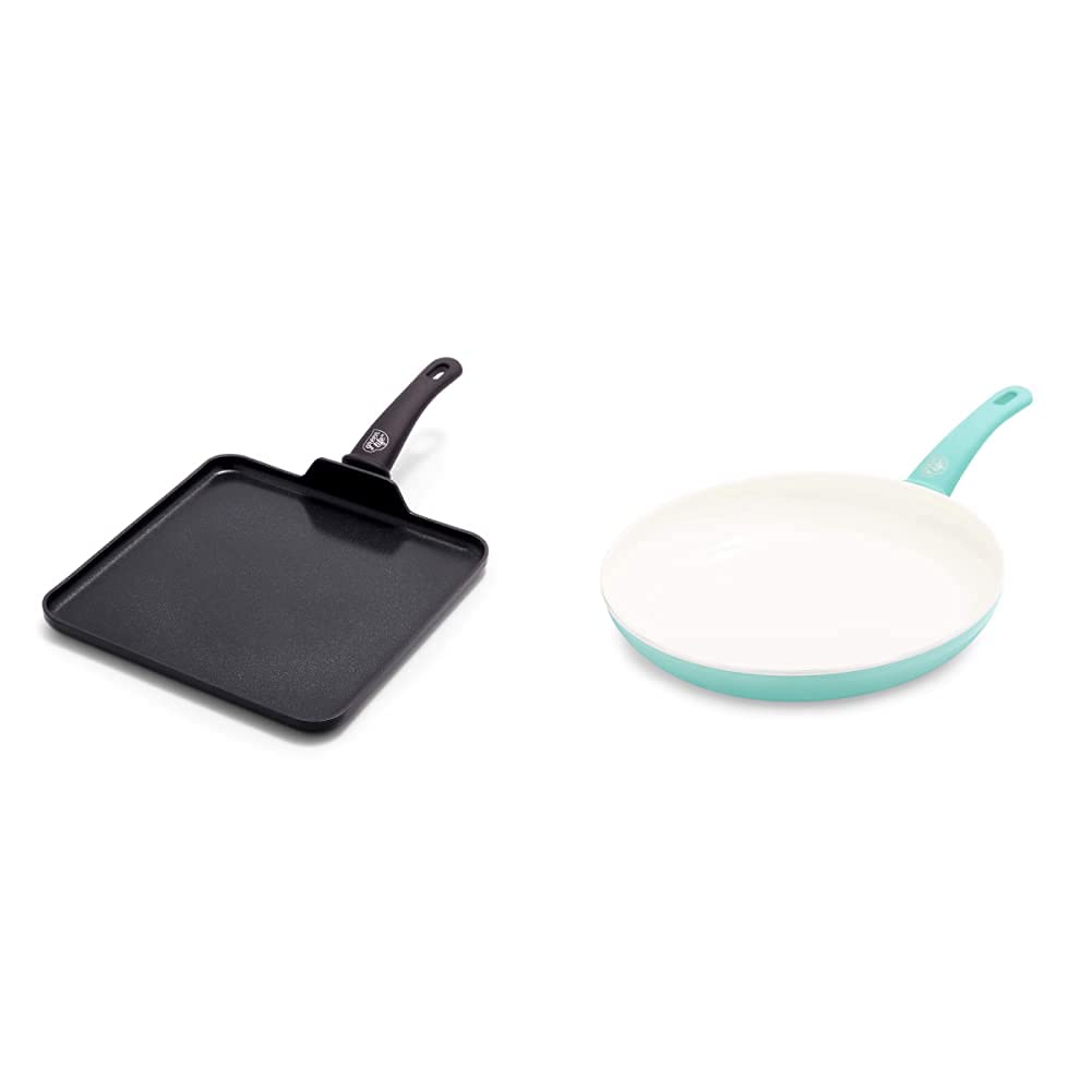 GreenLife 11" Griddle Pan + 12" Frying Pan Bundle | Healthy Ceramic Nonstick Cookware | PFAS-Free