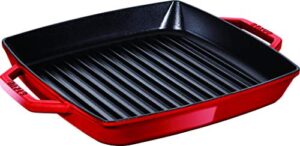 staub 40511-730 pure grill square cherry 9.1 inches (23 cm) grill pan, both hands, casting, enamel, induction compatible, japanese authentic product