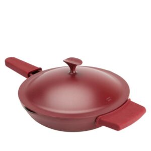 curtis stone dura-pan nonstick cast aluminum all day pan - red