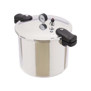 thickened explosion-proof pressure cooker, 22l/23qt 90kpa 12.6x11.02" aluminium alloy+bakelite polished cylindrical pressure tank with steam gauge for kitchen steaming and stewing